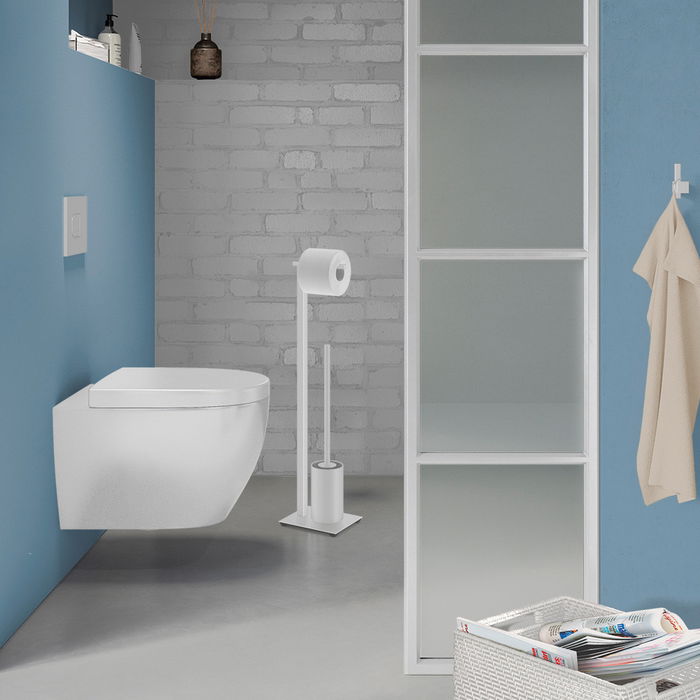 Zack Portarrollos y Escobillero Carvo Blanco L.15 cm; prof.18 cm; h.71,8 cm